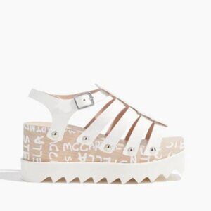 Stella McCartney Elyse Piers Logo Platform Sandals 37.5 7.5